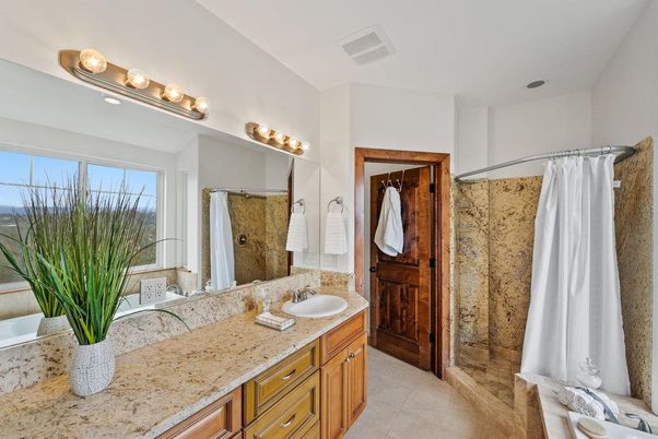 Bathroom, Dual Sink Vanities, Glass Shower, Interior