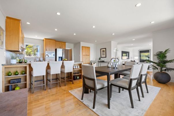 Interior, Kitchen, Recessed Lighting, Wood Texture Flooring