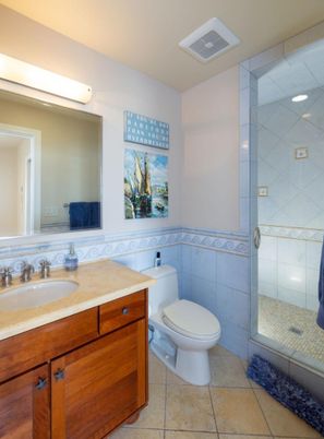 Bathroom, Glass Shower, Interior, Recessed Lighting