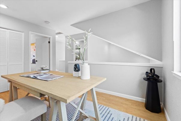Home Office, Interior, Recessed Lighting, Wood Texture Flooring