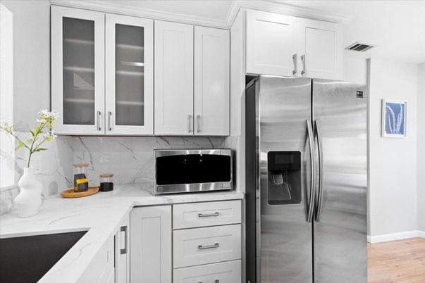 Interior, Kitchen, Stainless Steel Appliances, Wood Texture Flooring