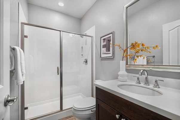 Bathroom, Glass Shower, Interior, Recessed Lighting