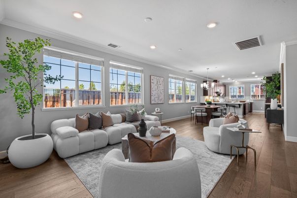 Dining room, Interior, Kitchen, Living room, Pendant Lights, Recessed Lighting, Wood Texture Flooring