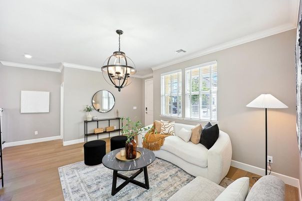 Chandelier, Interior, Living room, Recessed Lighting, Wood Texture Flooring