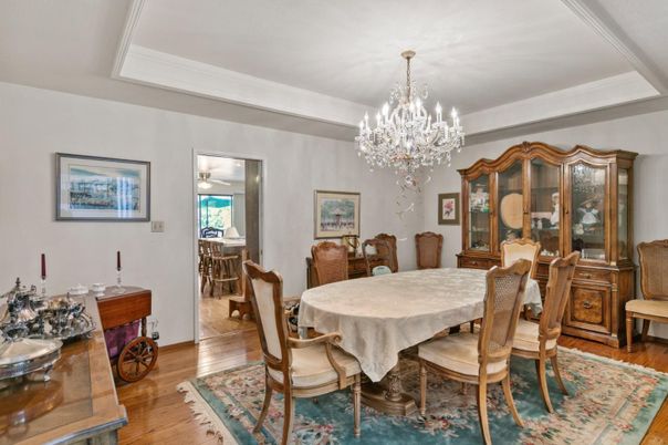 Chandelier, Dining room, Interior, Wood Texture Flooring