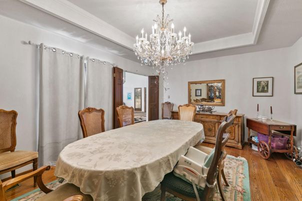 Chandelier, Dining room, Interior, Wood Texture Flooring