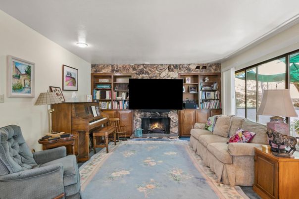 Fireplace, Interior, Living room, Piano