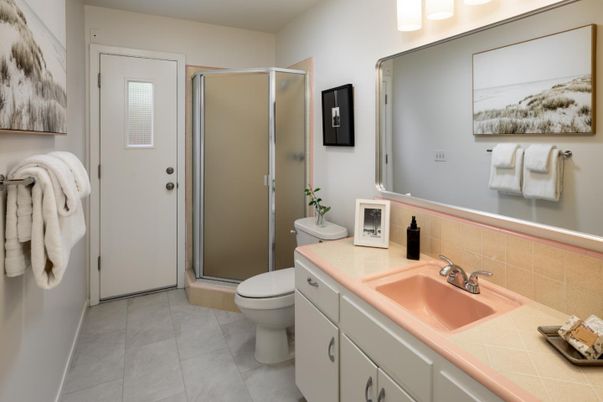 Bathroom, Glass Shower, Interior, Tile Countertops