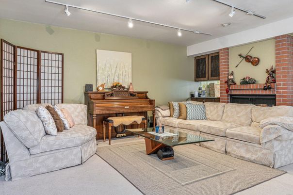 Fireplace, Interior, Living room, Piano, Stone Walls