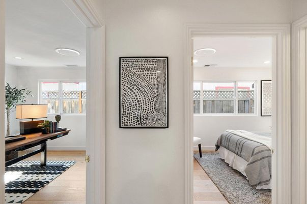 Bedroom, Home Office, Interior, Recessed Lighting, Wood Texture Flooring