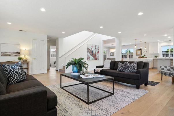 Interior, Kitchen, Living room, Pendant Lights, Recessed Lighting, Wood Texture Flooring