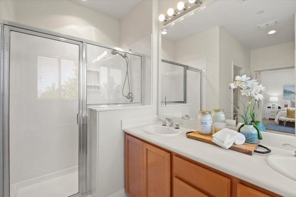 Bathroom, Dual Sink Vanities, Glass Shower, Interior, Recessed Lighting
