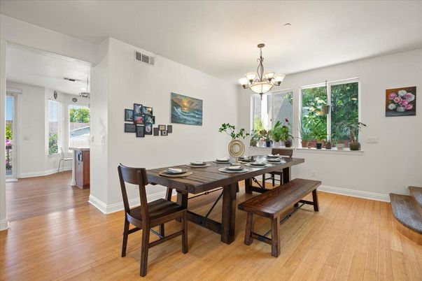 Chandelier, Dining room, Interior, Wood Texture Flooring