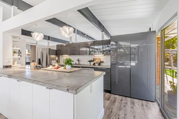 Interior, Kitchen, Stainless Steel Appliances, Wood Texture Flooring