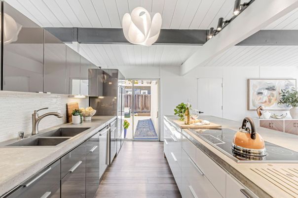 Interior, Kitchen, Stainless Steel Appliances, Wood Texture Flooring
