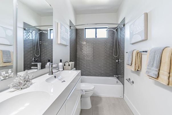 Bathroom, Dual Sink Vanities, Interior, Wood Texture Flooring