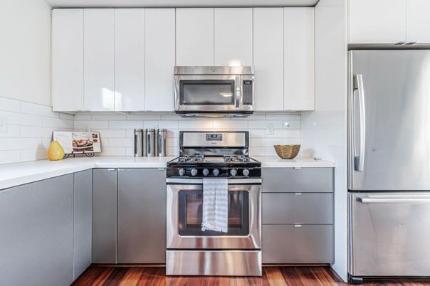 Interior, Kitchen, Stainless Steel Appliances, Wood Texture Flooring