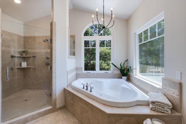 Bathroom, Glass Shower, Interior, Pendant Lights, Recessed Lighting