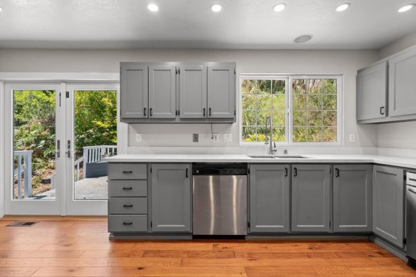 Interior, Kitchen, Recessed Lighting, Wood Texture Flooring