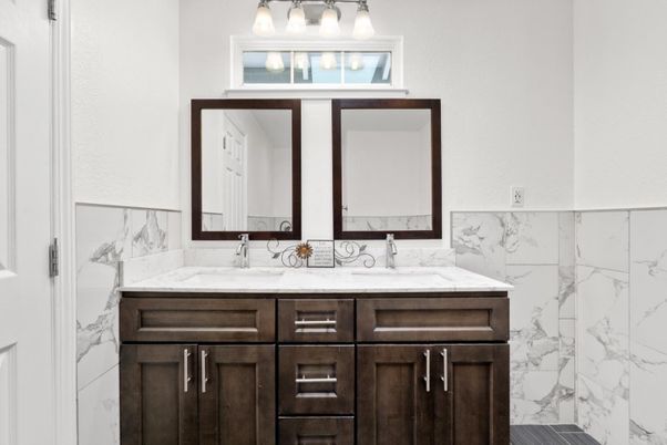 Bathroom, Dual Sink Vanities, Interior, Marble Walls