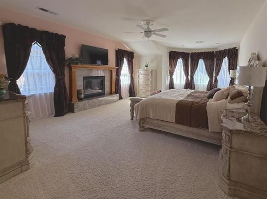 Bedroom, Fireplace, Interior