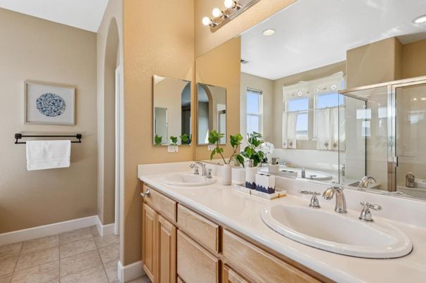 Bathroom, Dual Sink Vanities, Glass Shower, Interior, Recessed Lighting