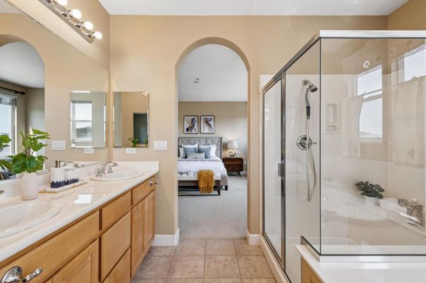 Bathroom, Bedroom, Dual Sink Vanities, Glass Shower, Interior