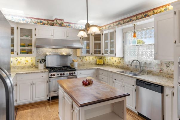 Interior, Kitchen, Pendant Lights, Stainless Steel Appliances, Wood Texture Flooring