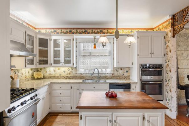 Interior, Kitchen, Pendant Lights, Stainless Steel Appliances, Wood Texture Flooring
