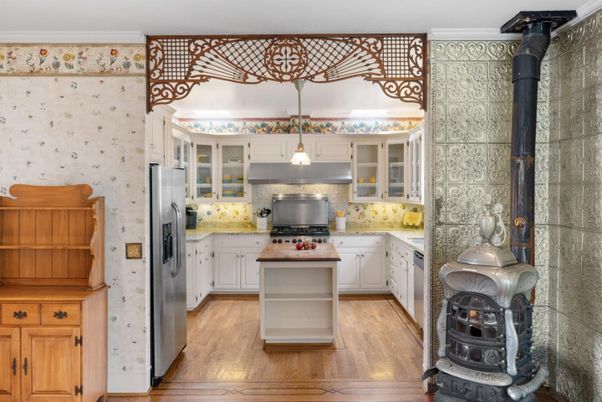 Interior, Kitchen, Pendant Lights, Stainless Steel Appliances, Wood Texture Flooring