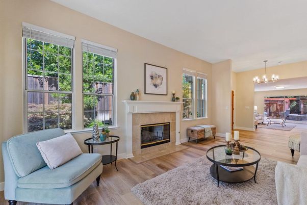 Chandelier, Fireplace, Interior, Living room, Pendant Lights, Wood Texture Flooring