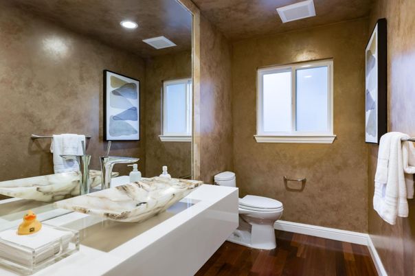 Bathroom, Interior, Recessed Lighting, Wood Texture Flooring