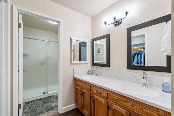 Bathroom, Dual Sink Vanities, Glass Shower, Interior