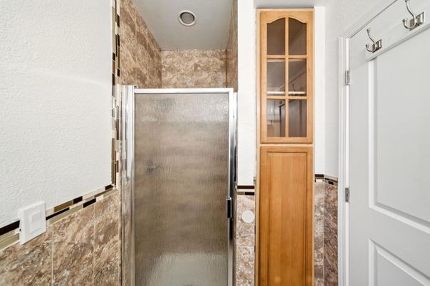Bathroom, Glass Shower, Interior, Recessed Lighting