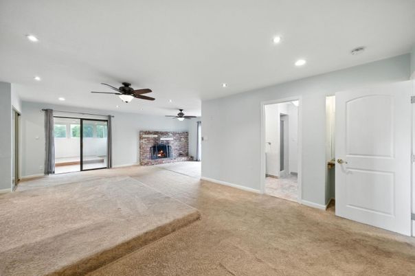 Empty room, Fireplace, Interior, Recessed Lighting
