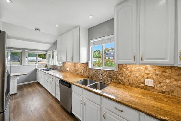 Interior, Kitchen, Recessed Lighting, Wood Texture Flooring