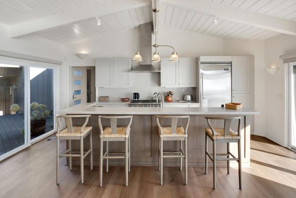 Interior, Kitchen, Pendant Lights, Stainless Steel Appliances, Wood Texture Flooring