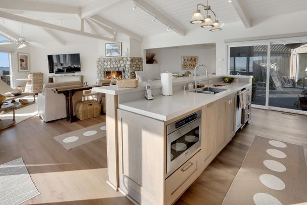 Fireplace, Interior, Kitchen, Living room, Wood Texture Flooring