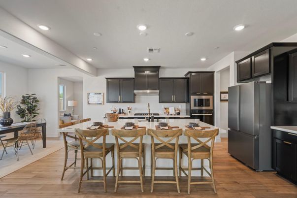 Dining room, Interior, Kitchen, Recessed Lighting, Stainless Steel Appliances, Wood Texture Flooring