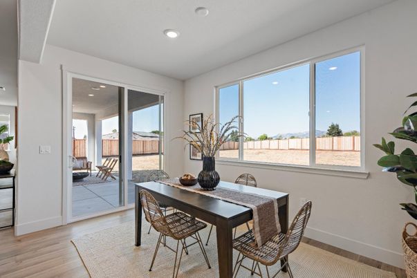 Dining room, Interior, Recessed Lighting, Wood Texture Flooring