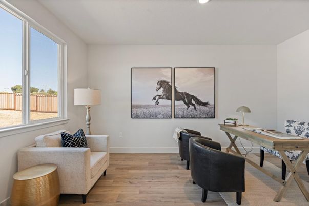Home Office, Interior, Recessed Lighting, Wood Texture Flooring