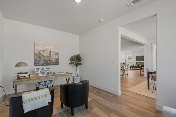 Dining room, Interior, Recessed Lighting, Wood Texture Flooring