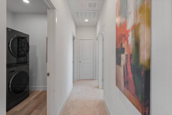 Interior, Recessed Lighting, Utility Closets, Washer, Wood Texture Flooring