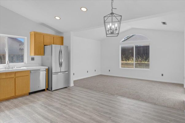 Interior, Kitchen, Pendant Lights, Recessed Lighting, Wood Texture Flooring