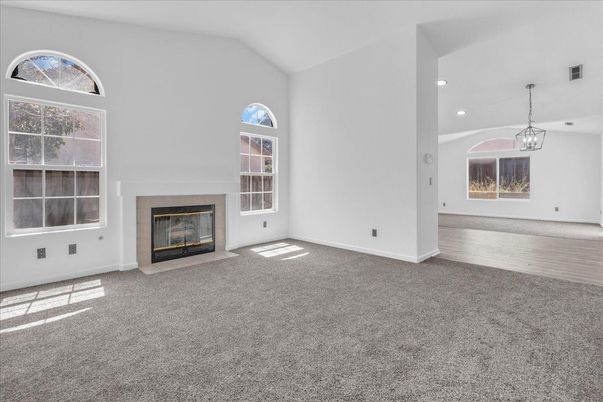 Empty room, Fireplace, Interior, Pendant Lights, Recessed Lighting