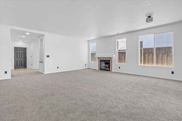 Empty room, Fireplace, Interior, Recessed Lighting