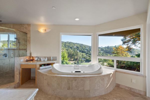 Bathroom, Glass Shower, Interior, Recessed Lighting