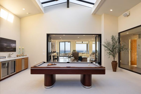 Billiard Table, Game Room, Interior, Recessed Lighting, Water
