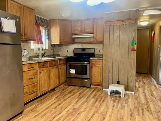 Interior, Kitchen, Stainless Steel Appliances, Wood Texture Flooring
