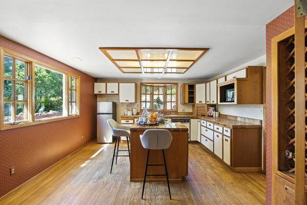 Interior, Kitchen, Recessed Lighting, Wood Texture Flooring